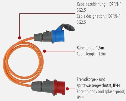 Brennenstuhl Kempingo adapteris Cable/Cee with 400V/16A Cee kištukas ir 230V/16A rozetė