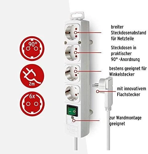 Brennenstuhl Comfort-Line Plus lizdo juostelė, 4 krypčių - balta