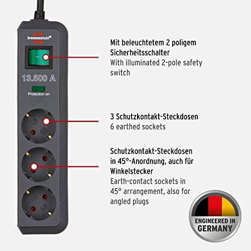 Brennenstuhl Eco-Line,prailgintuvas 3xCEE 7/4, 1xCEE 7/7, jungtukas, viršįtampių apsauga , 1.5m, apsauga nuo augintinių, juodas 1158810315 / GT-445