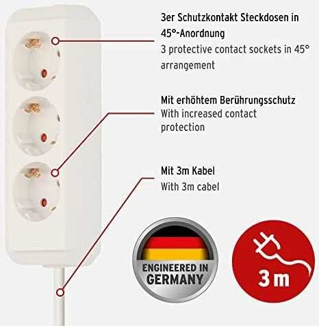 Buitinis ilgintuvas BRENNENSTUHL ECO-LINE, 3 vietų, 3 m