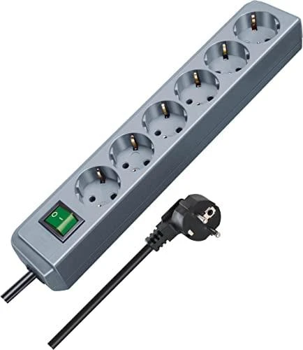 Brennenstuhl Eco-Line elektros juosta 6 lizdai 1,5 m sidabrinė (1159540015)