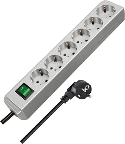 Ilgintuvas su įžeminimu ir jungikliu Brennenstuhl 6-viet./1.5m/3x1.5mm šviesiai pilkas