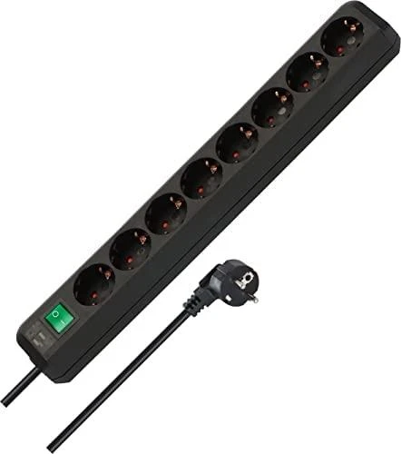 Brennenstuhl Eco-Line prailgintuvas, 8 xCEE 7/4, 1xCEE 7/7, mygtukas, 3m, apsauga nuo vaikų , juodas 1159300018 / GT-509