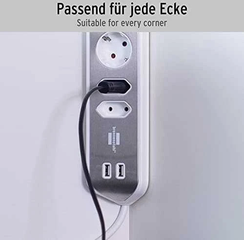 Buitinis ilgintuvas BRENNENSTUHL, 6 vietų, 2 USB, 2 m