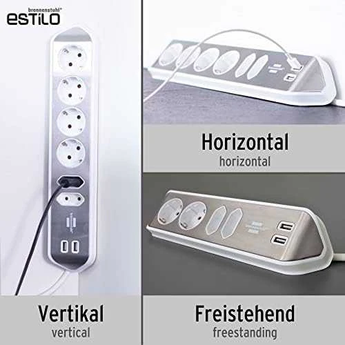 Buitinis ilgintuvas BRENNENSTUHL, 6 vietų, 2 USB, 2 m