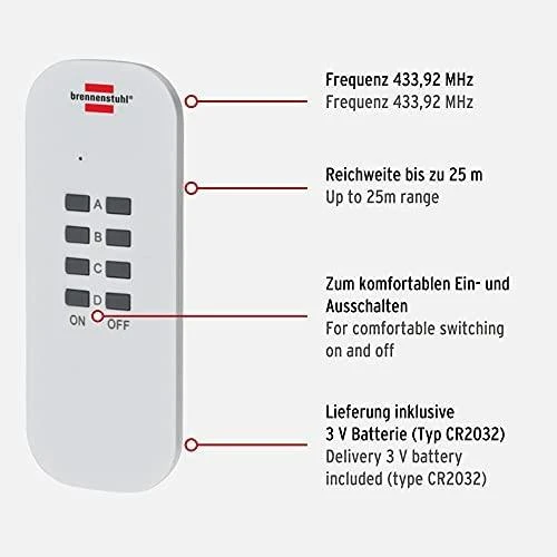 Brennenstuhl Lizdai su nuotolinio valdymo pulteliu IP44, 2 vnt.