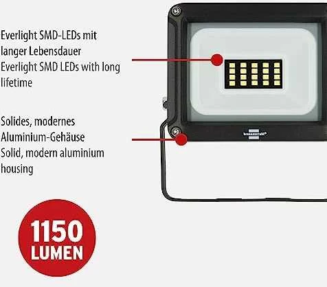Prožektorius Brennenstuhl Jaro, 10 W, 1150 lm, 6500 °K, IP65