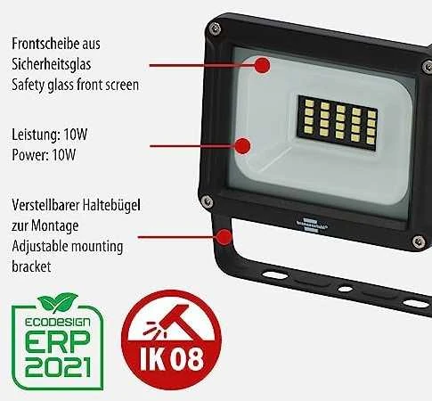 Prožektorius Brennenstuhl Jaro, 10 W, 1150 lm, 6500 °K, IP65