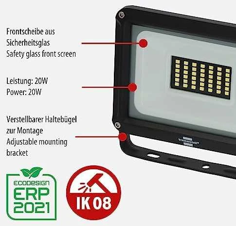 Lauko Prožektorius Brennenstuhl 20 W, 2300 lm, 6500 °K, IP65