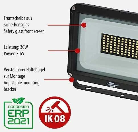 Prožektorius Brennenstuhl Jaro, 30 W, 3450 lm, 6500 °K, IP65