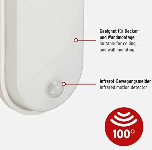 Sieninis šviestuvas Brennenstuhl Oval LED šviestuvas OL1650P su judesio jutikliu