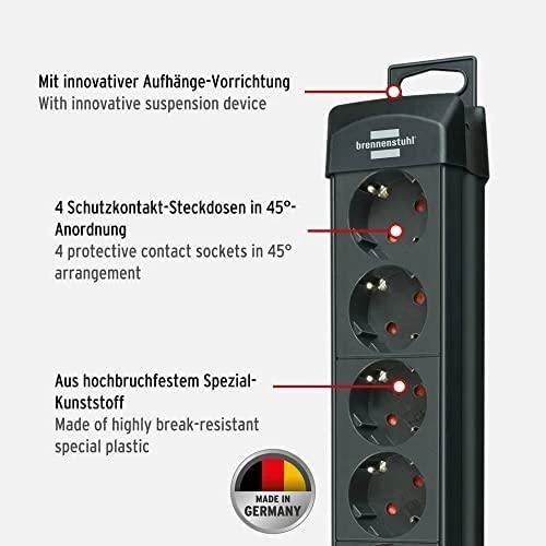 Brennenstuhl Premium-Line - Powerband - prailgintuvas: 8 - 3m - Juodas 1951180100 / GT-659