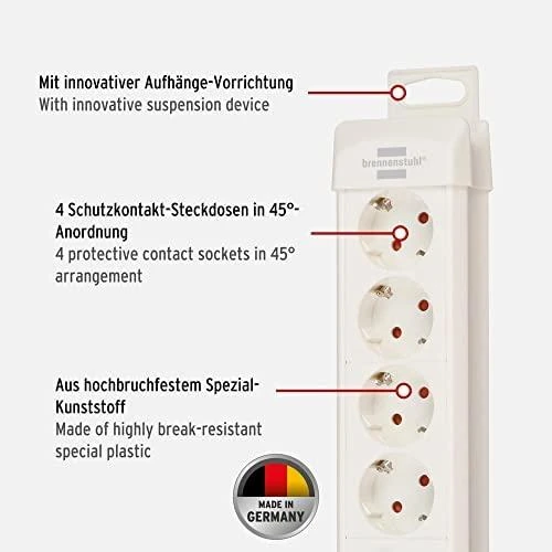 Buitinis ilgintuvas BRENNENSTUHL PREMIUM, 4 vietų, 1.8 m