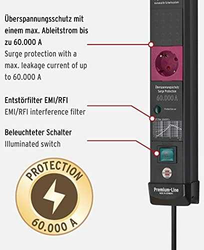 Listwa zasilająca Brennenstuhl Premium-Line przeciwprzepięciowa 5 gniazd 3 m juoda (1951150500)