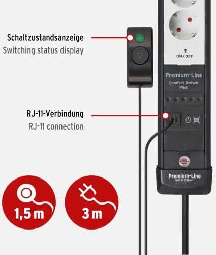 Brennenstuhl Premium-Line maitinimo juostelė 6 lizdai 3 m balta ir-juoda (1951560102)