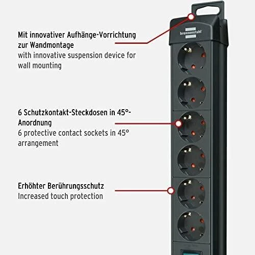 Brennenstuhl Premium Line - PPrailgintuvas: 6 - 3m - juodas 1951160100 / GT-657