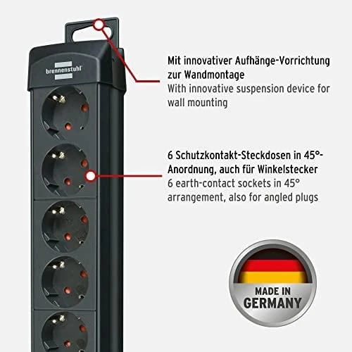 Brennenstuhl Premium Line - PPrailgintuvas: 6 - 3m - juodas 1951160100 / GT-657