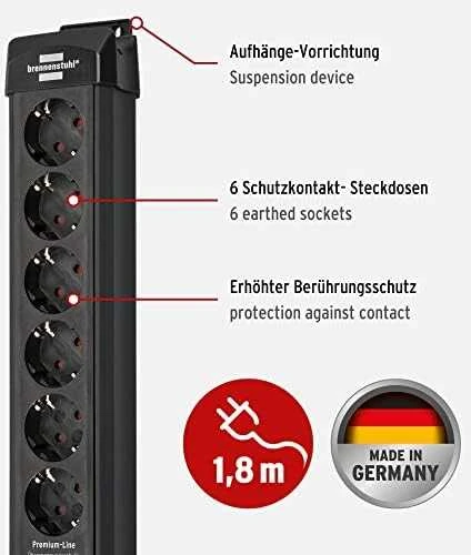 Brennenstuhl 1951160400 Premium Line 6 krypčių 1,8 m juoda