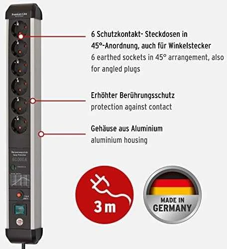 Carruzzo Brennenstuhl 1391010601 elektros tinklo ilgintuvas 5 m 6 AC išvestis(ys / čių) Vidaus Juoda, Sidabras