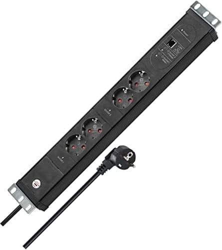 Brennenstuhl Premium-Web-Line V3 interneto lizdo juostelė, 4 krypčių - juoda