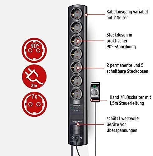 Buitinis ilgintuvas BRENNENSTUHL, 7 lizdų, 2 m, su jungikliu