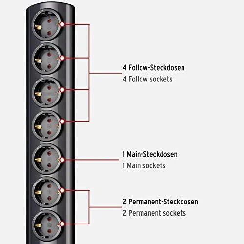 Brennenstuhl ÜSS Primera-Tec 7x: 2+5, juoda, 2m