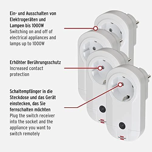 Brennenstuhl Comfort-Line 4 krypčių belaidžių jungiklių rinkinys RC CE1 4001, IP20