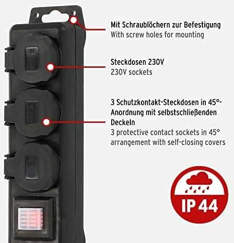 Buitinis ilgintuvas BRENNENSTUHL, 3 vietų, 2 m, IP44