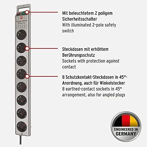 Brennenstuhl Super-Solid maitinimo juostelė 8 lizdai 2,5 m sidabrinė (1153340118)