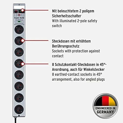 Brennenstuhl Super-Solid Line prailgintuvas - Viršįtampių apsauga - 8 - Sidabrinis 1153340318 / GT-656