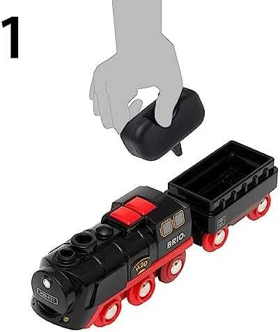 Brio Rinkinys su kolejką na parę na baterie