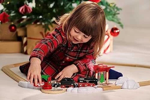 Brio Rinkinys su kolejką na parę na baterie