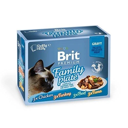 Brit Care Cat Delicate konservai katėms maiš. Filė padaže Family Plate 1020 g (12 x 85 g)