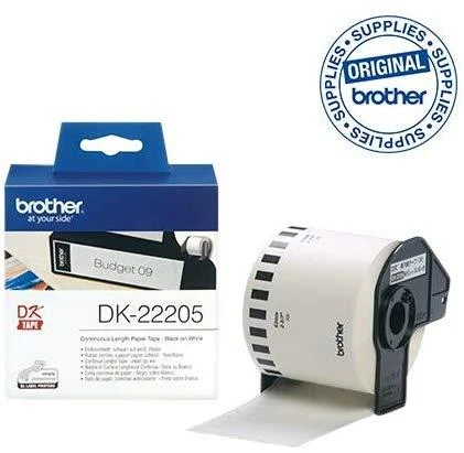 Brother Brolis | DK-22205 ištisinio ilgio popierinė etiketė | Baltas | DK | 30,5 m