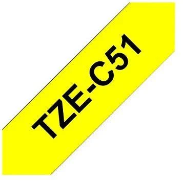 Brother geltona signalinė juosta TZ-C51 juoda spauda