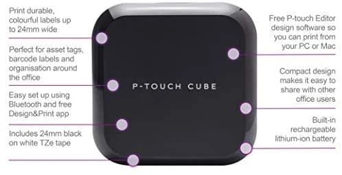 BROTHER PT-P710BT CUBE PLUS, LABEL THERMO Spausdintuvas PORTABLE, USB, BT (Juodas)