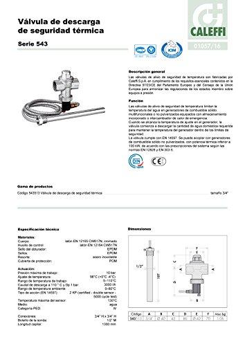 Caleffi International Nv „Caleffi“ terminis apsauginis vožtuvas kietojo kuro katilams su dvigubu temperatūros jutikliu 3/4'' (543513)