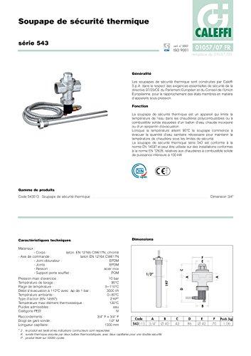 Caleffi International Nv „Caleffi“ terminis apsauginis vožtuvas kietojo kuro katilams su dvigubu temperatūros jutikliu 3/4'' (543513)