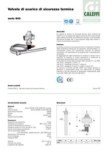 Caleffi International Nv „Caleffi“ terminis apsauginis vožtuvas kietojo kuro katilams su dvigubu temperatūros jutikliu 3/4'' (543513)