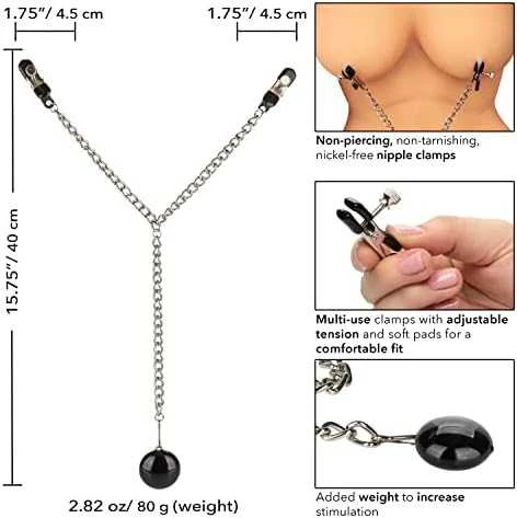 Calexotics dekoratyviniai reguliuojami spenelių gnybtai BDSM rišimas