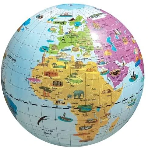 CALY Pripučiamas gaublys-kamuolys „Pasaulio stebuklai“, 42 cm