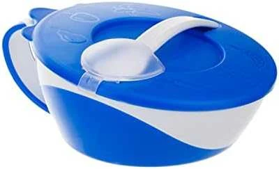 CANPOL BABIES dubenėlis su šaukštu LITTLE COW, mėlynas, 350 ml, 31/406