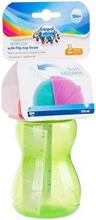 CANPOL BABIES gertuvė su šiaudeliu 12m+ 270ml 56/109 žalias
