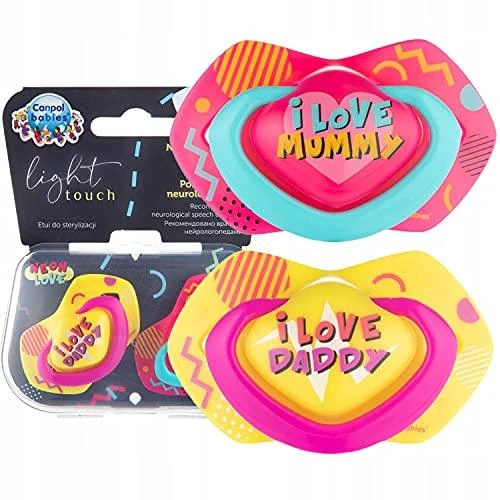 CANPOL BABIES silikoninis simetrinis čiulptukas NEON LOVE, 6-18 mėn., 2 vnt., 22/653_pin