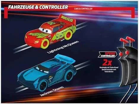 Milly Mally Carrera Go Cars – Neon Nights 5,3 m trasos rinkinys su nuotolinio valdymo automobiliukais
