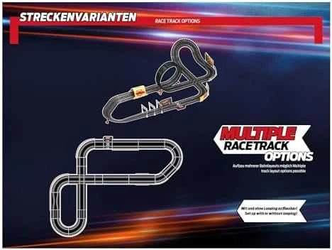 Milly Mally Carrera Go Cars – Neon Nights 5,3 m trasos rinkinys su nuotolinio valdymo automobiliukais