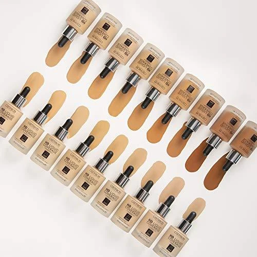 "Catrice Hd Liquid Coverage Foundation" dengiamasis makiažo pagrindas, išliekantis iki 24 val. 010 Light rusvai gelsvas 30ml