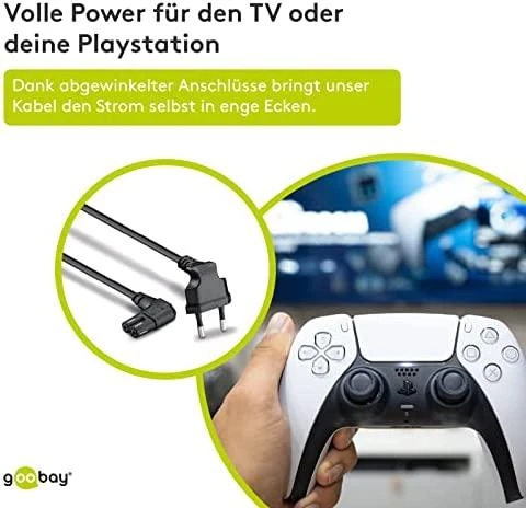 Goobay CONNECTION CABLE EURO PLUG ANGLED AT BOTH ENDS, 3 M, Juodas