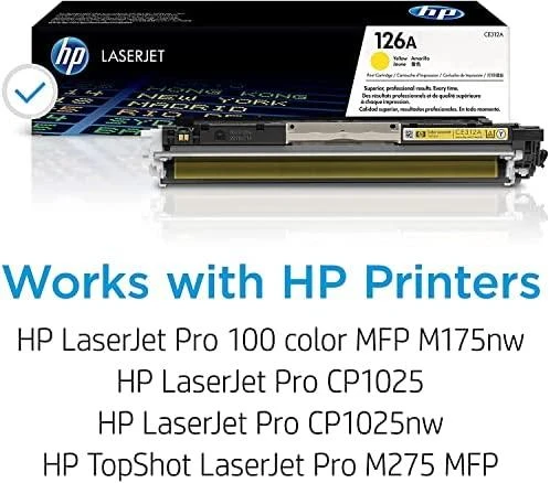 Hewlett Packard (HP) HP 126A Geltona tonerio kasetė, 1000 puslapių, skirta „Color LaserJet CP1025“, „Pro 100“, „Pro 200“, „M275“ serijoms