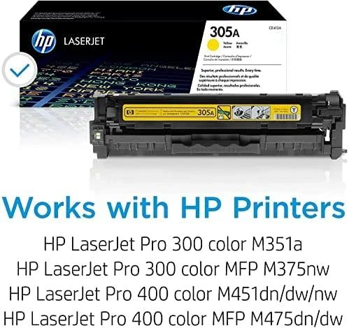 Hewlett Packard (HP) HP 305A Geltona Toneris Cartridge, 2600 puslapių, skirta HP Color LaserJet Pro M375NW, Pro M475DN, M451dn